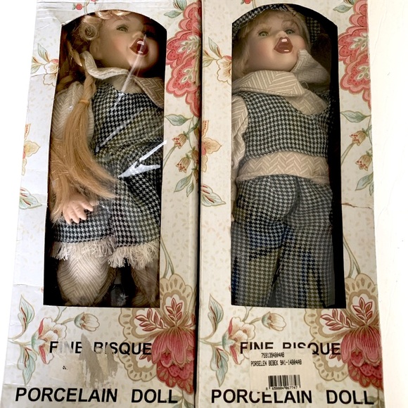 Collectible Porcelain Dolls 12” Twin Girl & Boy - Picture 2 of 6